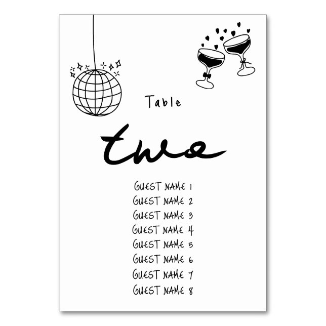 Numéro De Table Illustrations à main noire Doodles Mariage (Par défaut)