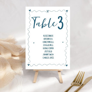 Numéro De Table Illustrations manuscrites Scribble Nom Mariage
