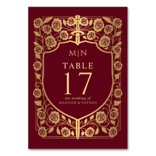 Numéro De Table Imaginaire médiéval de Red Shield Mariage