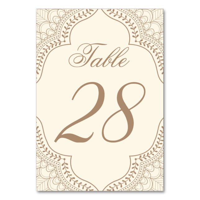 Numéro de table indienne Mehndi | Couleur modifiab (Par défaut)
