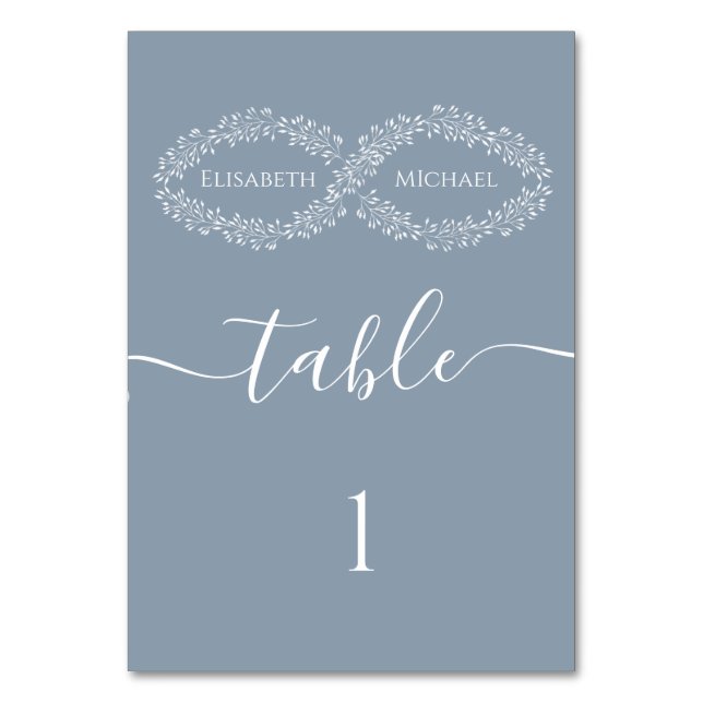 Numéro De Table Infinité bleu poussiéreux botanique romantique élé (Par défaut)