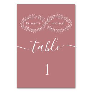 Numéro De Table Infinity poussiéreux rose botanique romantique élé