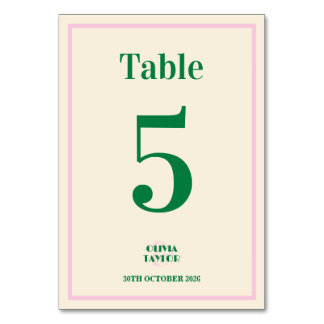 Numéro De Table Informations de mariage rayées rétro modernes