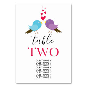 Numéro De Table Inséparables et coeurs Nom des invités Mariages