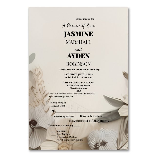 Numéro De Table Invitations de mariage personnalisées élégantes (Par défaut)