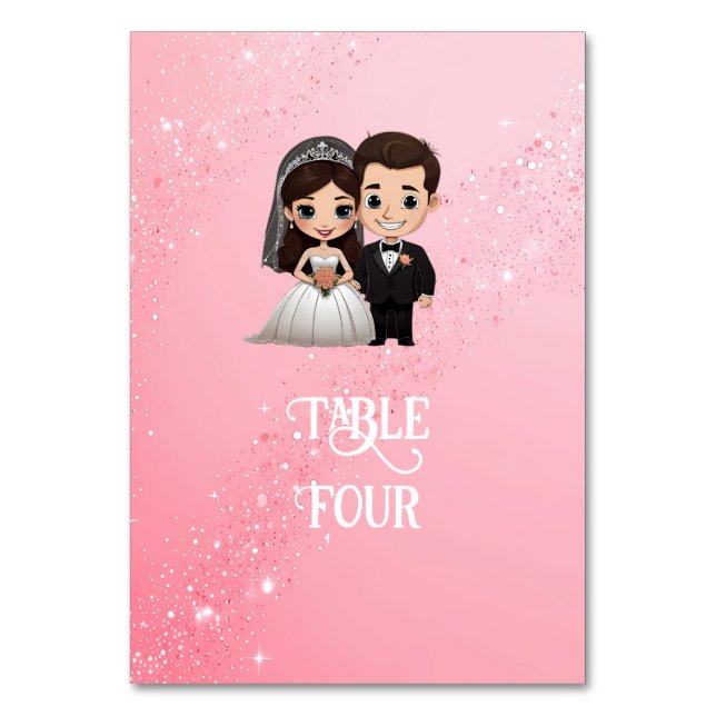 Numéro De Table Invitations de mariage rose avec étincelles de dia (Dos)