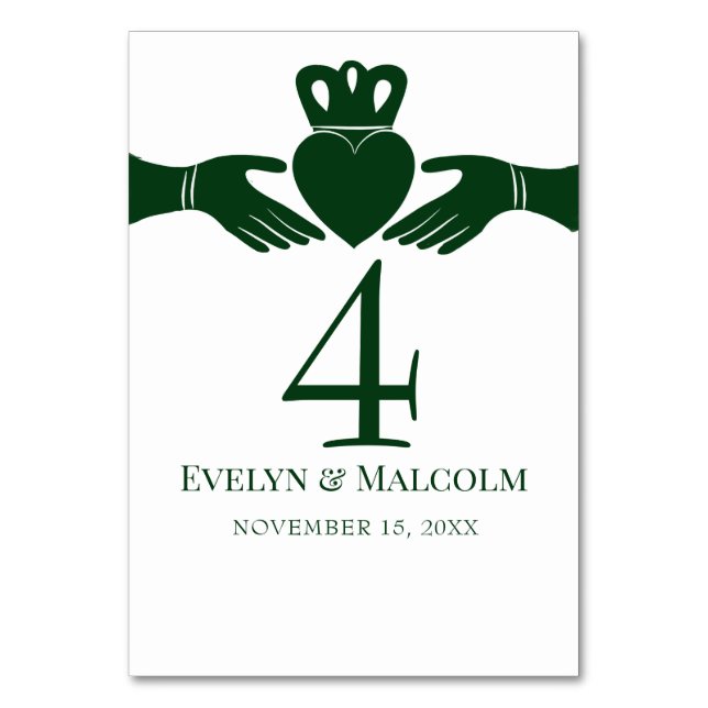 Numéro De Table Irlandais Claddagh Ring Simple Graphic Green Maria (Par défaut)