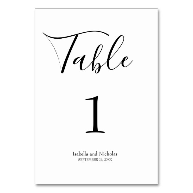 Numéro De Table Isabella Simple Moderne Calligraphie Whimsique (Par défaut)