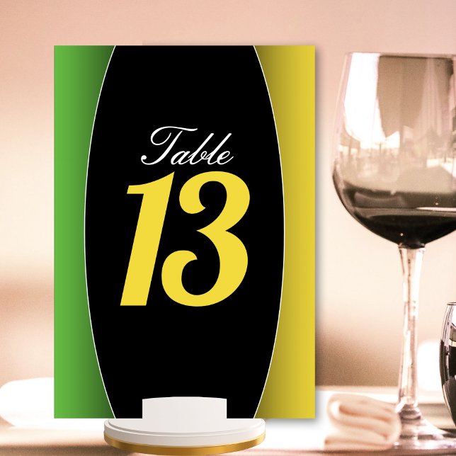 Numéro De Table Jamaica Colours Green Gold Caribbean Restaurant (green black and yellow gold Jamaica Jamaican colors table number card)