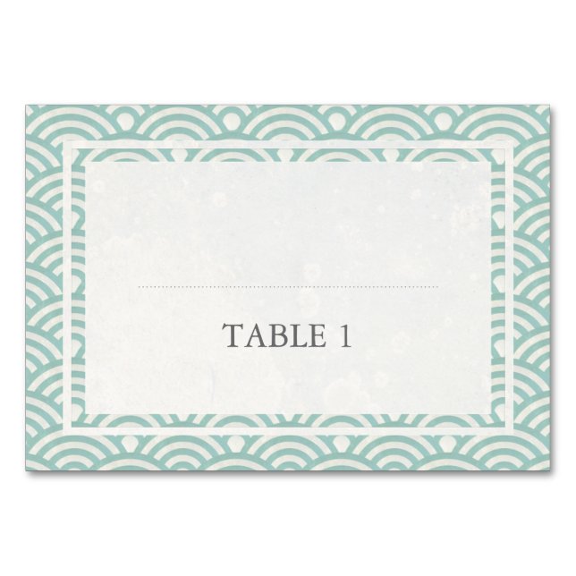 Numéro De Table Japonaise Seigaiha Stylisé Vagues Élégant Mariage (Devant)