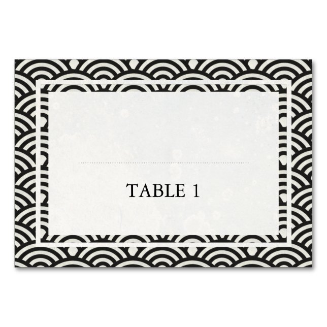 Numéro De Table Japonaise Seigaiha Vague Mariage Élégant (Devant)