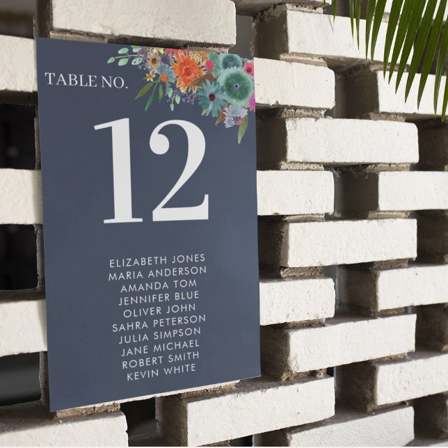 Numéro De Table Jardin Bohème Bleu Mariage Fleur de Champ Bohème (Créateur téléchargé)
