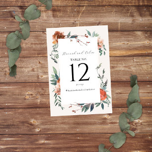 Numéro De Table Jardin Botanique Élégant Marsala Peach