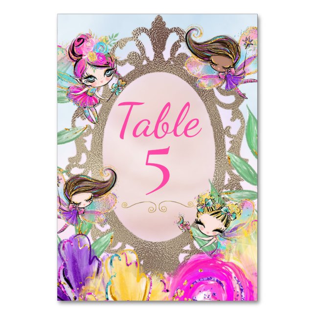 Numéro De Table Jardin de fées mignon et fées avec miroir magique (Par défaut)