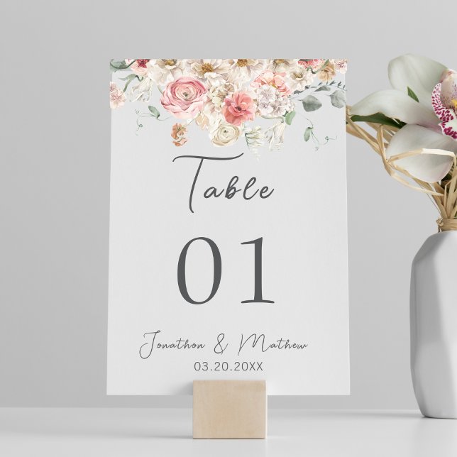 Numéro De Table Jardin d'été Aquarelle Mariage floral (Summer Garden Watercolour Floral Wedding Table Number
)
