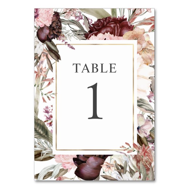 Numéro De Table Jardin enchanté Élégant Boho Floral Numéro de tabl (Par défaut)