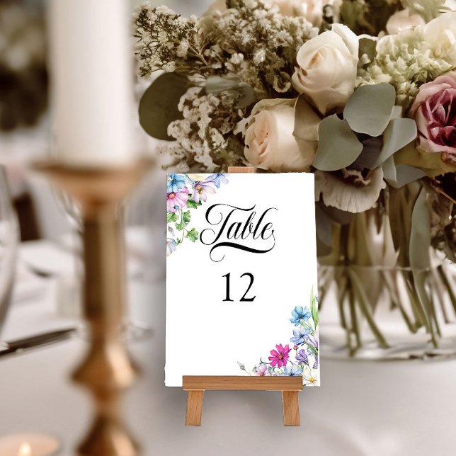 Numéro De Table Jardin fleur sauvage Élégant Mariage Floral (Wedding Table Number from the Wildflower Garden Wedding Collection by Darling & May)