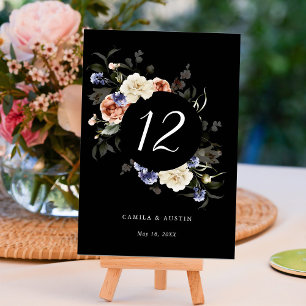 Numéro De Table Jardin Floral Cercle Mariage noir