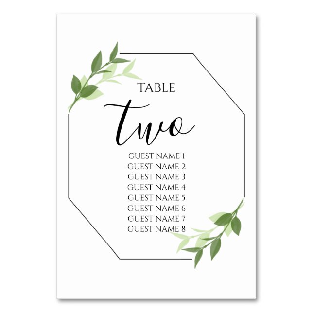Numéro De Table Jardin verdoyant Feuilles Cadre Mariage Nom des in (Par défaut)