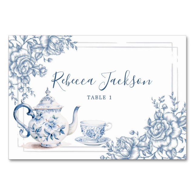 Numéro De Table Jardin victorien bleu foncé L'après-midi Thé (Devant)