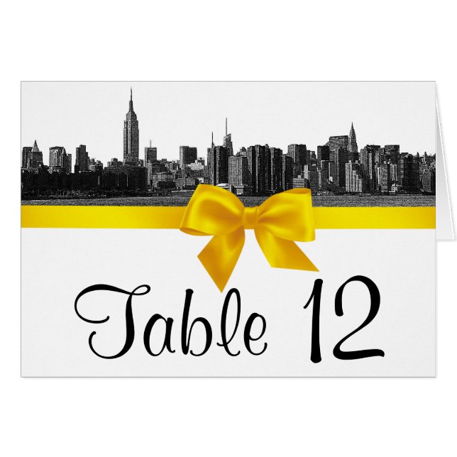 Numéro de table Jaune BW à large bande dessinée NY (Devant horizontal)