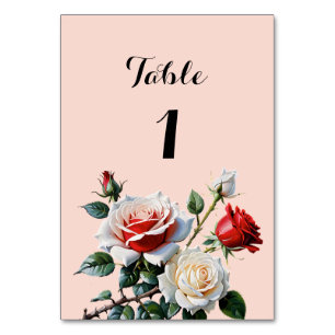 Numéro De Table Joli rose blanc rose rose rose mariage floral