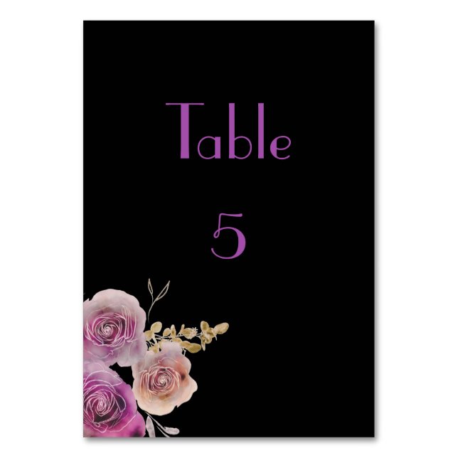 Numéro De Table Jolie Aquarelle noire et violette Beauté (Par défaut)