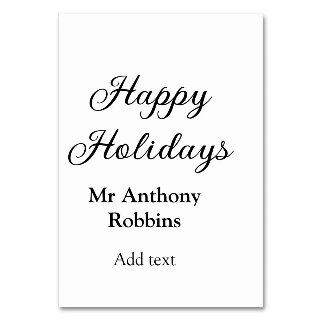 Numéro De Table Joyeuses vacances ajouter nom date année simple mi (Par défaut)