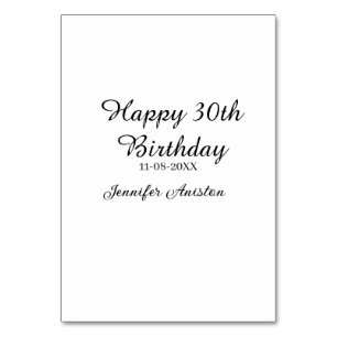Numéro De Table Joyeux 30e anniversaire ajouter nom date élégant s