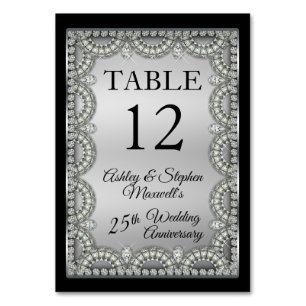 Numéro De Table Jubilé d'argent Diamond 25e anniversaire Mariage