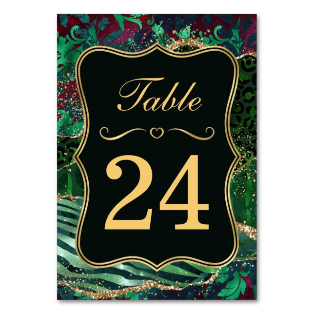 Numéro De Table Jungle Safari Green Parties scintillant Mariage Nu (Par défaut)