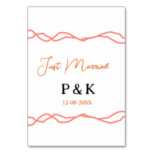 Numéro De Table Juste marié ajouter nom de couple date rouge vinta