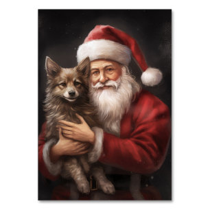 Numéro De Table Kelpie australienne avec Noël au Père Noël