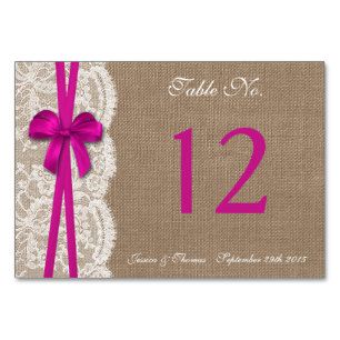 Numéro De Table La collection de Mariages Rustic Pink Bow