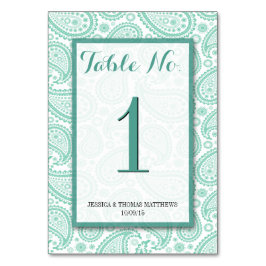 Numéro De Table La collection Mariage moderne Paisley - Vert