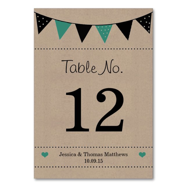 Numéro De Table La collection moderne de Mariages Bunting Turquois (Par défaut)