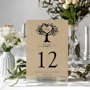 Numéro De Table La collection Rustic Heart Tree Mariage