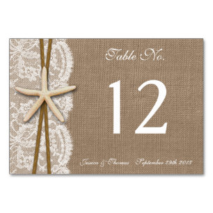 Numéro De Table La collection rustique de mariage Starfish Beach