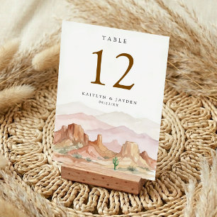 Numéro De Table La gamme de mariage du désert à l'aquarelle -