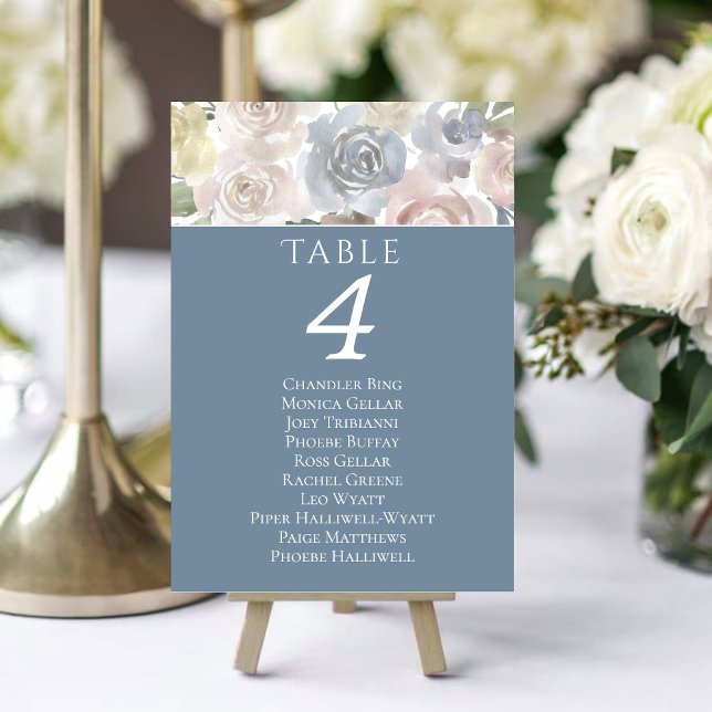 Numéro De Table Lac Misty | Beau Doux Dusty Nom Floral (Créateur téléchargé)