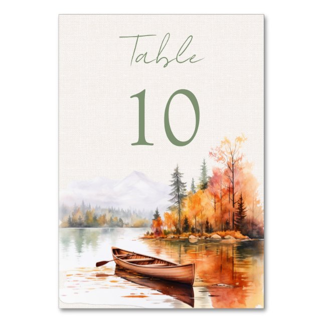 Numéro De Table Lac romantique d'automne et Mariage de bateau (Par défaut)