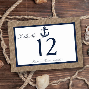 Numéro De Table L'Ancre De La Marine Sur La Collection De Mariages