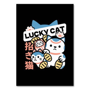 Numéro De Table L'art du chat chanceux – Maneki Neko avec pièce d'