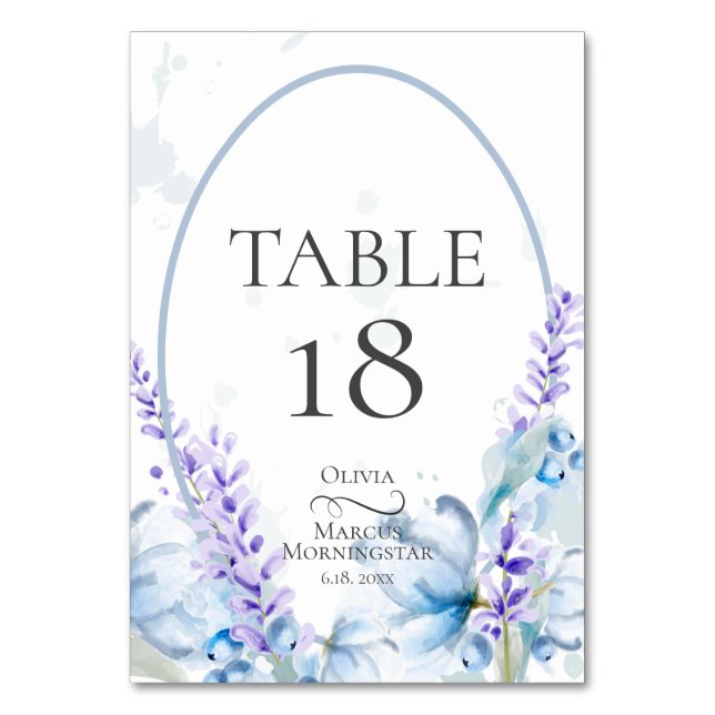 Numéro de table | Lavande d'aquarelle - bleu pouss (Par défaut)