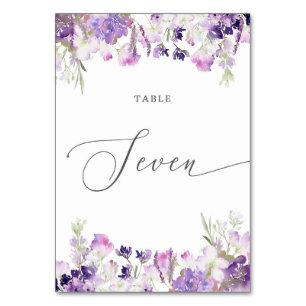 Numéro De Table Lavande florale Sept Numéro de tableau