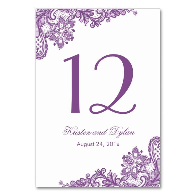 Numéro De Table Lavande Purple Elegant Mariage de dentelle Numéro  (Par défaut)