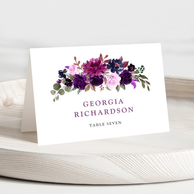 Numéro De Table Lavande violette Floral Boho Mariage Place Card (Purple Lavender Floral Boho Wedding guest name Place Card )