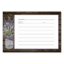 Lavender Jar Rustic Recette Card