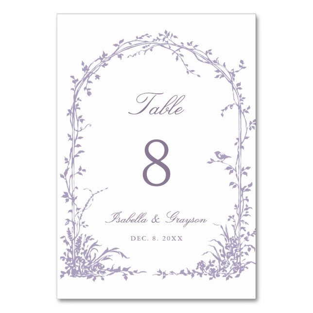 Numéro De Table Lavender Romantic Botanical Arch Garden Wedding (Par défaut)