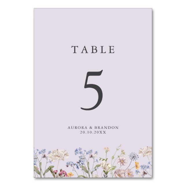 Numéro De Table Lavender Spring Wildflower Meadow Garden Wedding  (Par défaut)